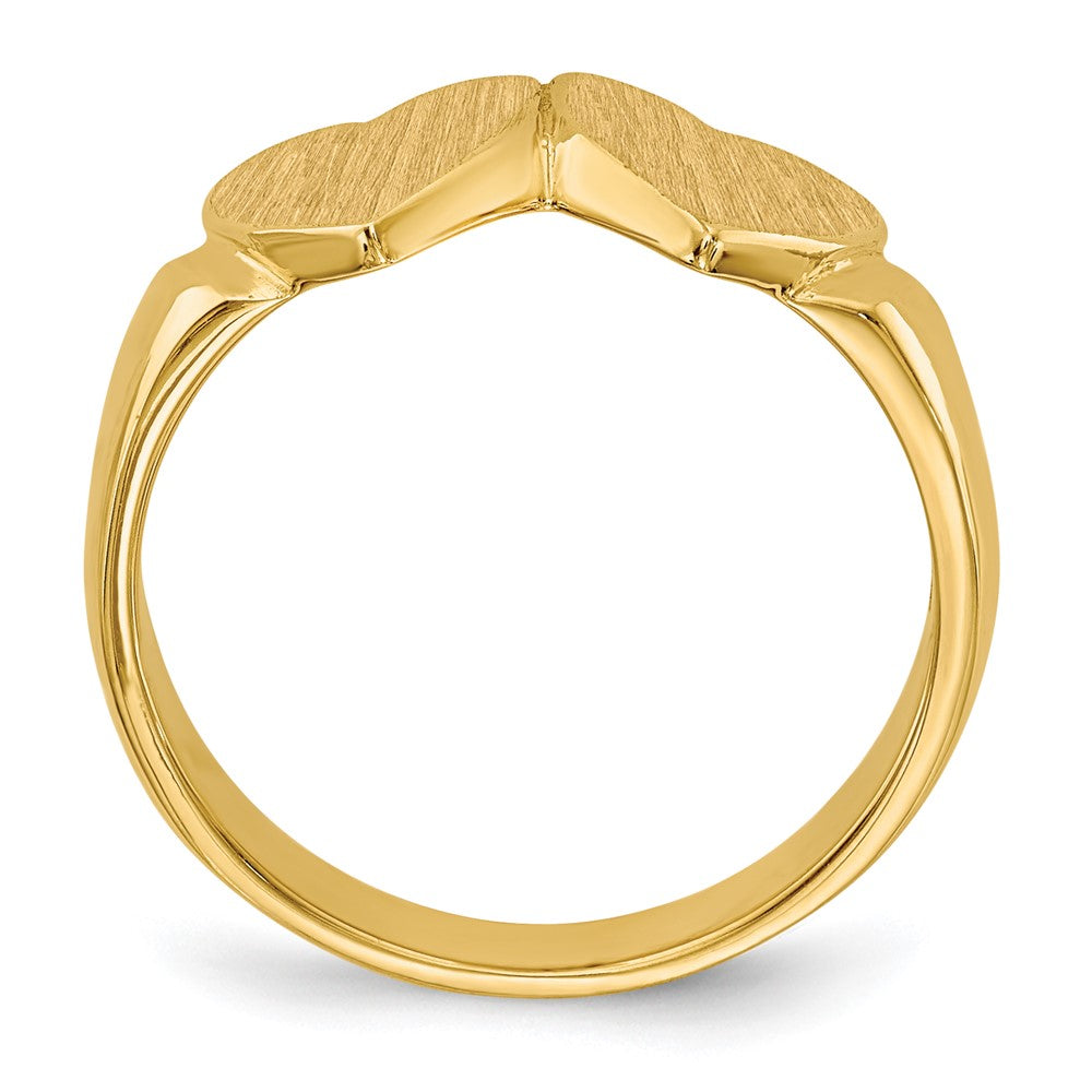 14k 8.0x8.0mm Closed Back Double Heart Signet Ring