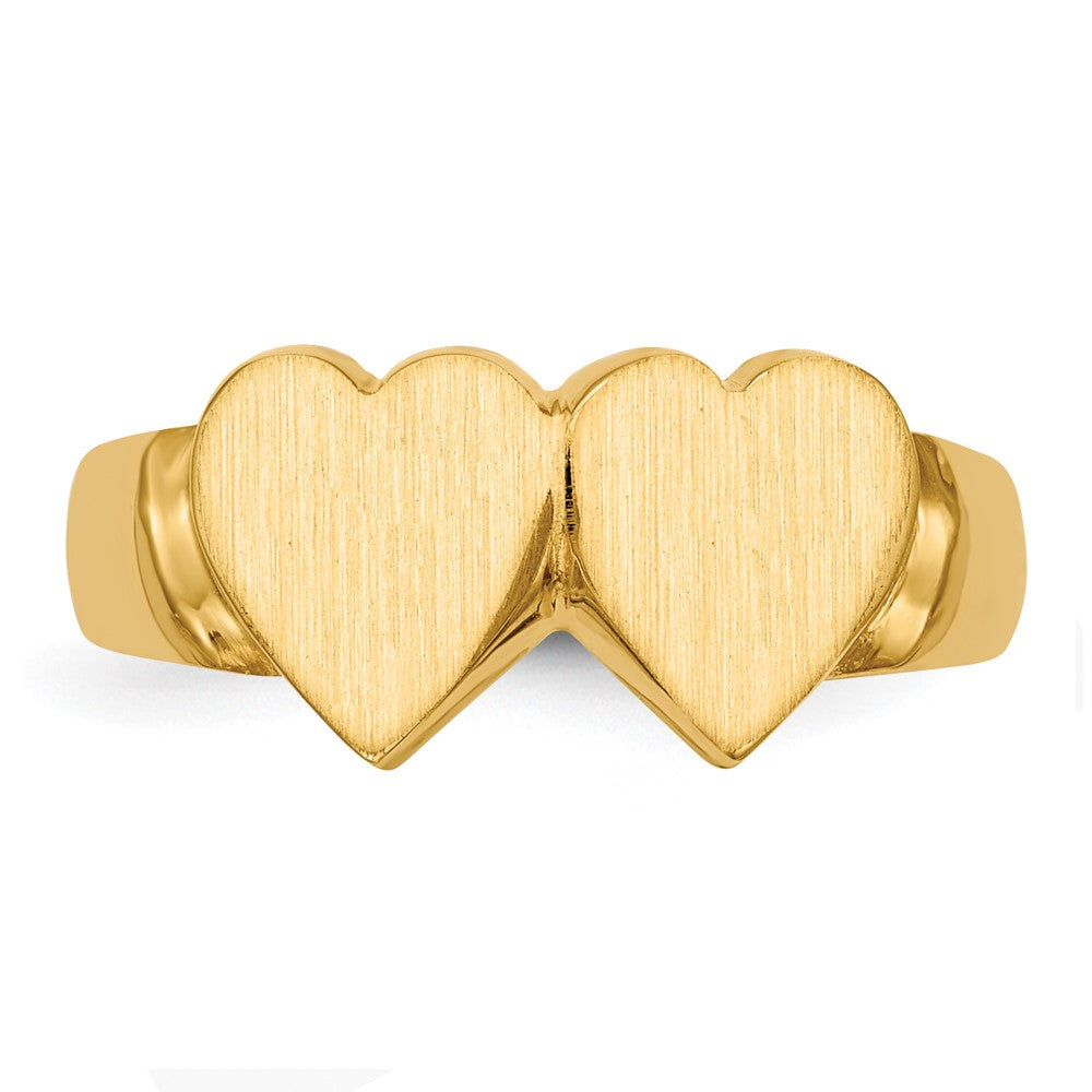 14k 8.0x8.0mm Closed Back Double Heart Signet Ring