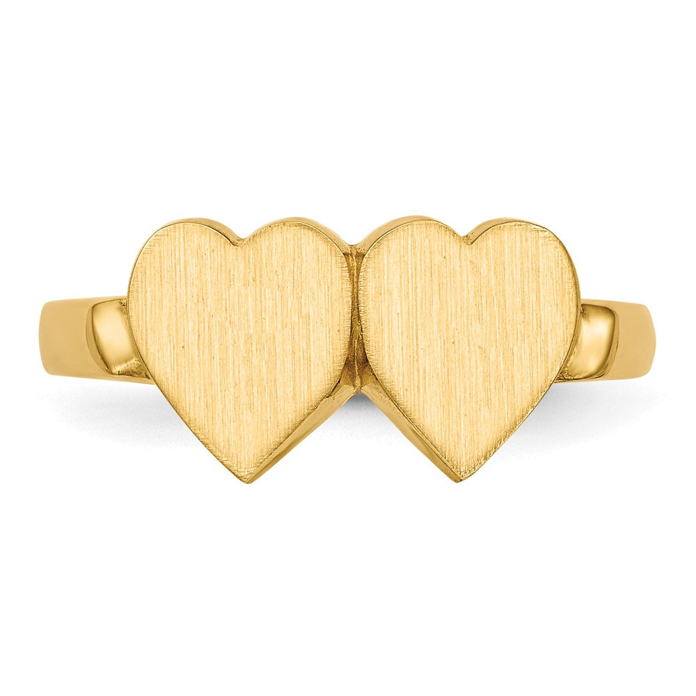 14k 7.5x7.5mm Open Back Heart Signet Ring