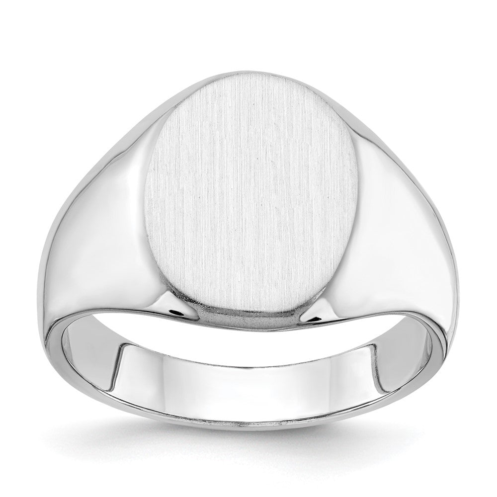 14k White Gold 15.0x11.5mm Closed Back Men's Signet Ring