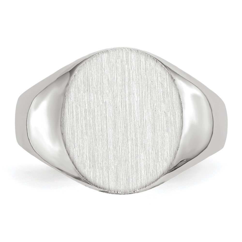 14k White Gold 12.5x12.0mm Closed Back Signet Ring