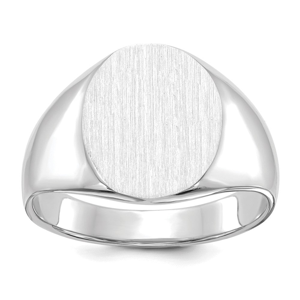 14k White Gold 13.0x15.5mm Open Back Signet Ring