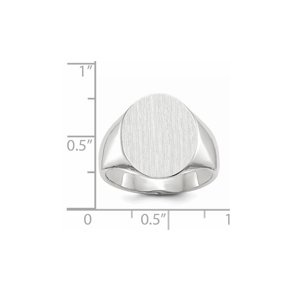 14k White Gold 18.5x15.0mm Closed Back Men's Signet Ring