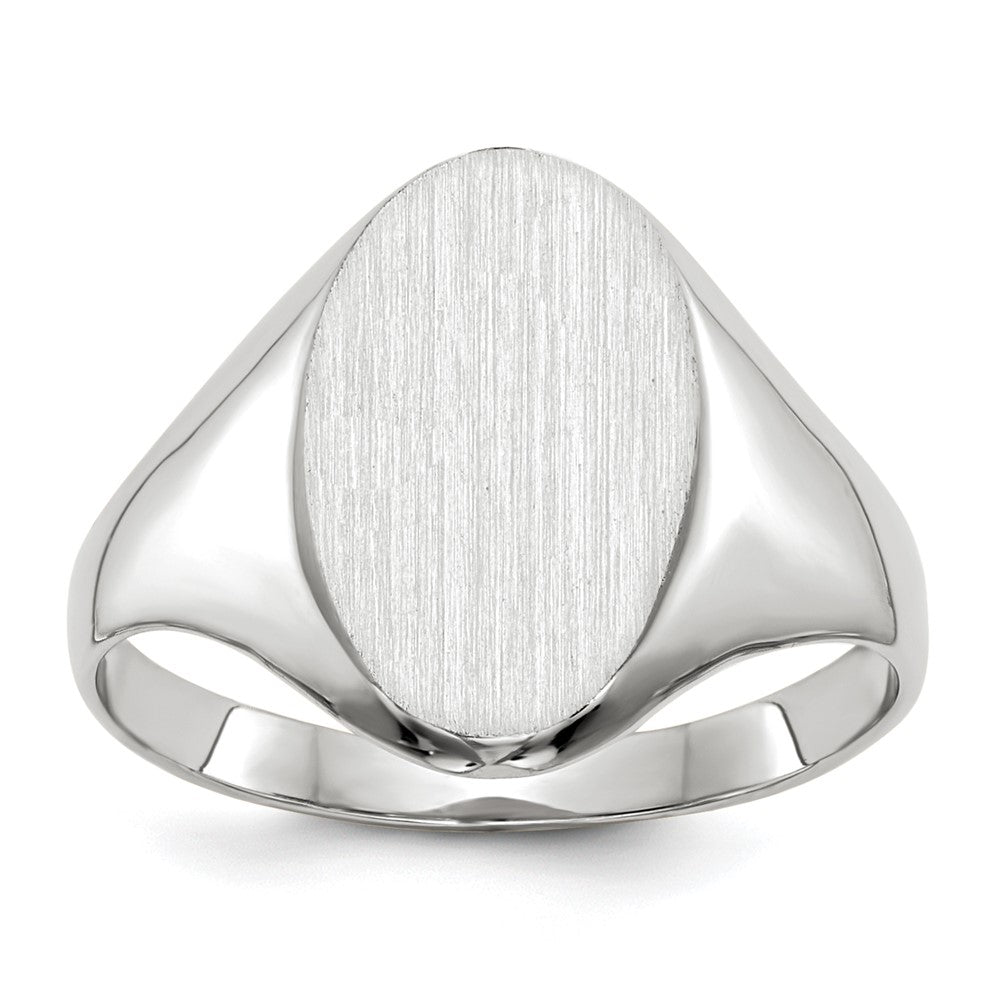 14k White Gold 14.0x9.0mm Closed Back Signet Ring