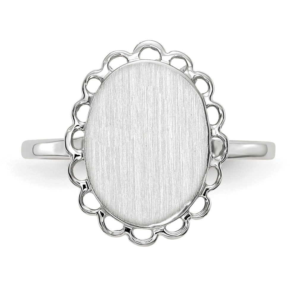 14k White Gold 11.5x9.0mm Open Back Signet Ring