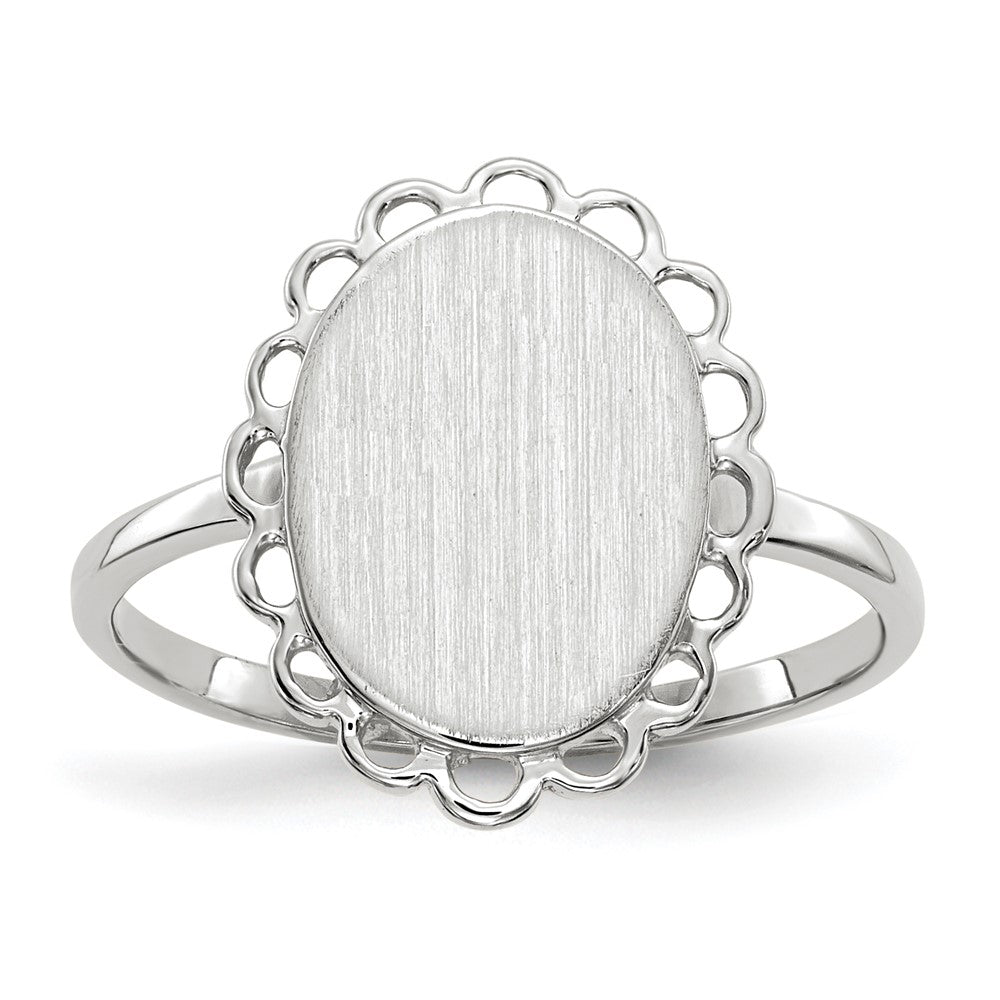 14k White Gold 11.5x9.0mm Open Back Signet Ring