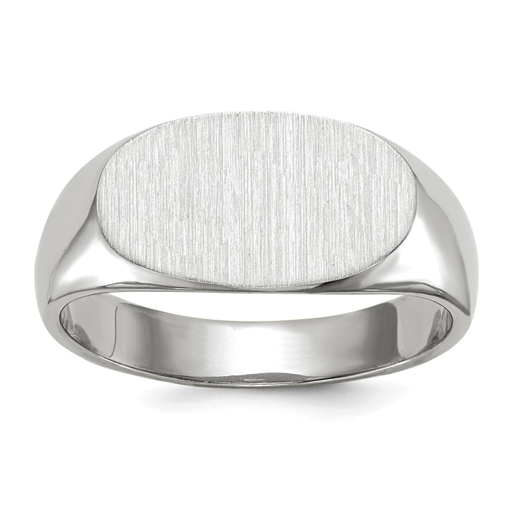 14k White Gold 7.5x13.5mm Closed Back Signet Ring