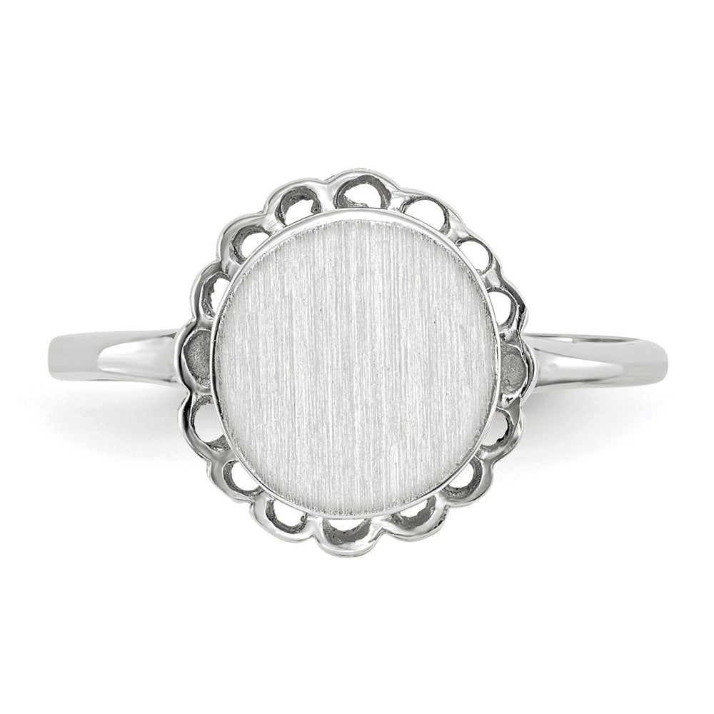 14k White Gold 9.0x8.5mm Open Back Signet Ring