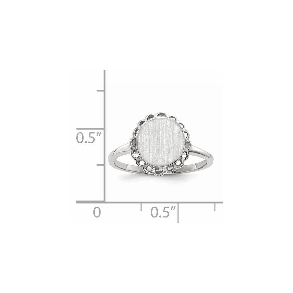 14k White Gold 9.0x8.5mm Open Back Signet Ring