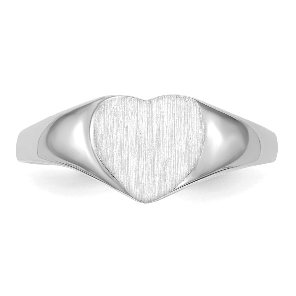 14k White Gold 8.5x9.0mm Closed Back Heart Signet Ring