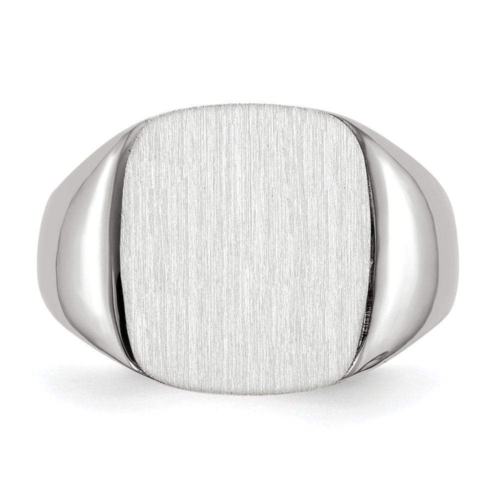 14k White Gold  13.5mm x14.5mm Open Back Men's Signet Ring