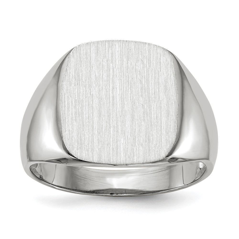 14k White Gold  13.5mm x14.5mm Open Back Men's Signet Ring