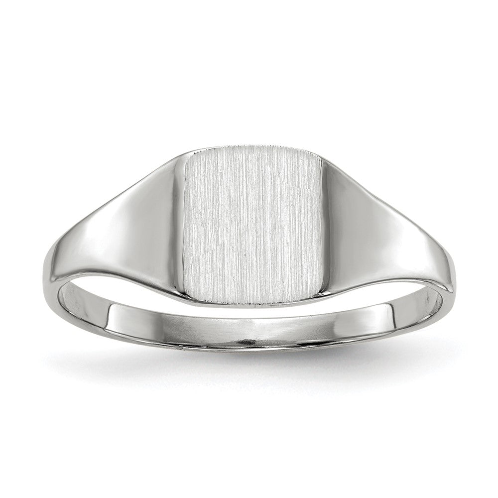 14k White Gold 7.0x8.5mm Closed Back Signet Ring