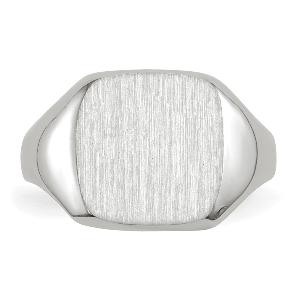 14k White Gold 11.0x10.5mm Closed Back Men's Signet Ring