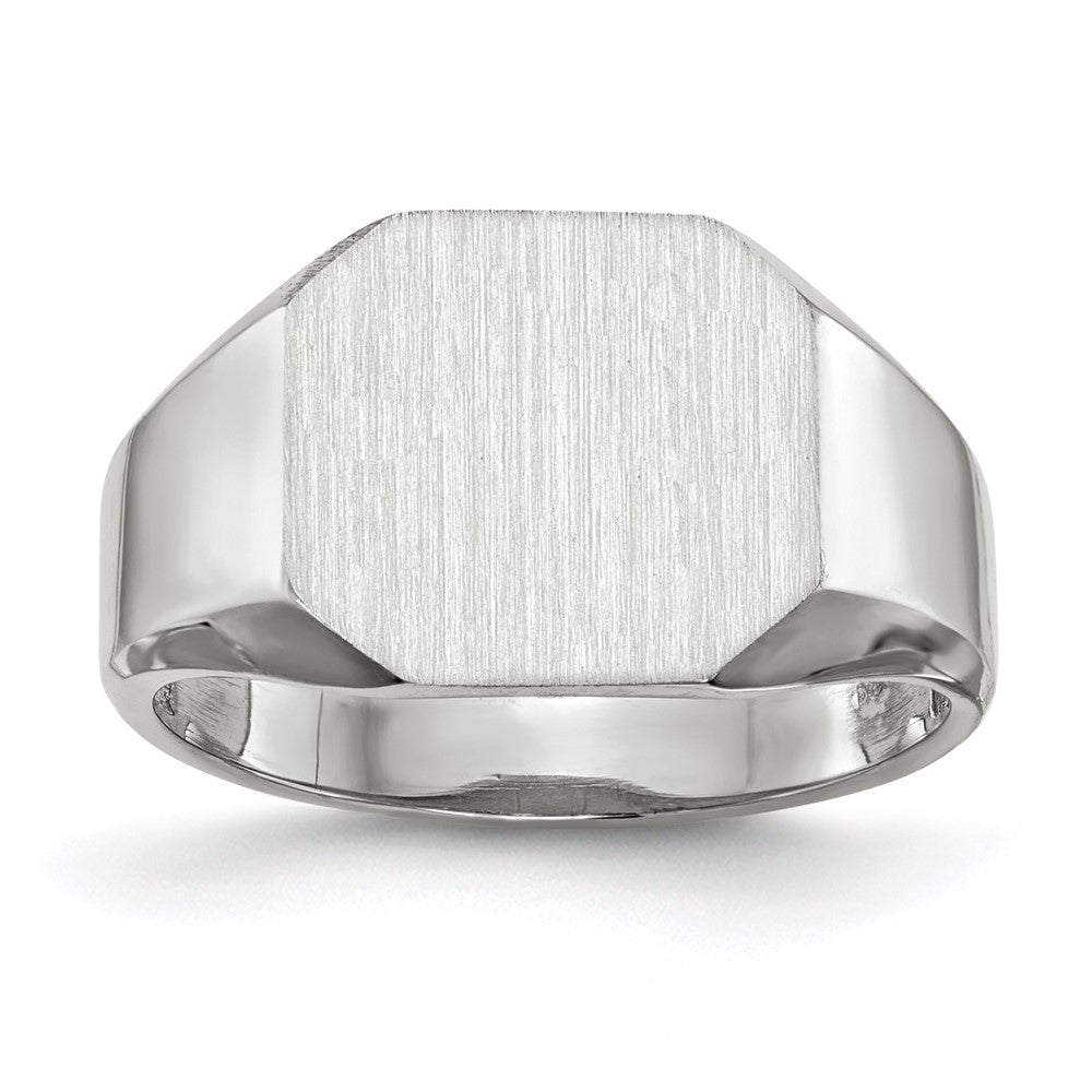 14k White Gold 11.0x10.5mm Closed Back Men's Signet Ring