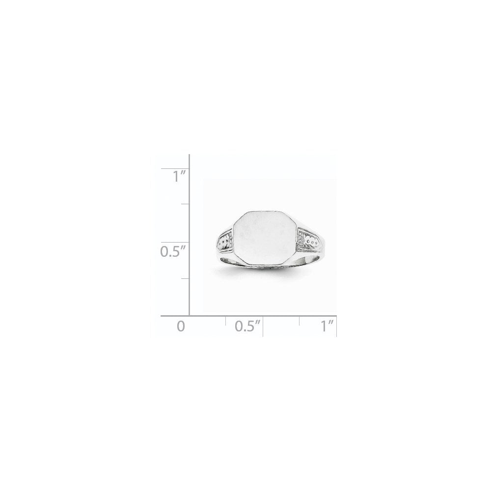 14k White Gold 9.0x10.5mm Closed Back Signet Ring