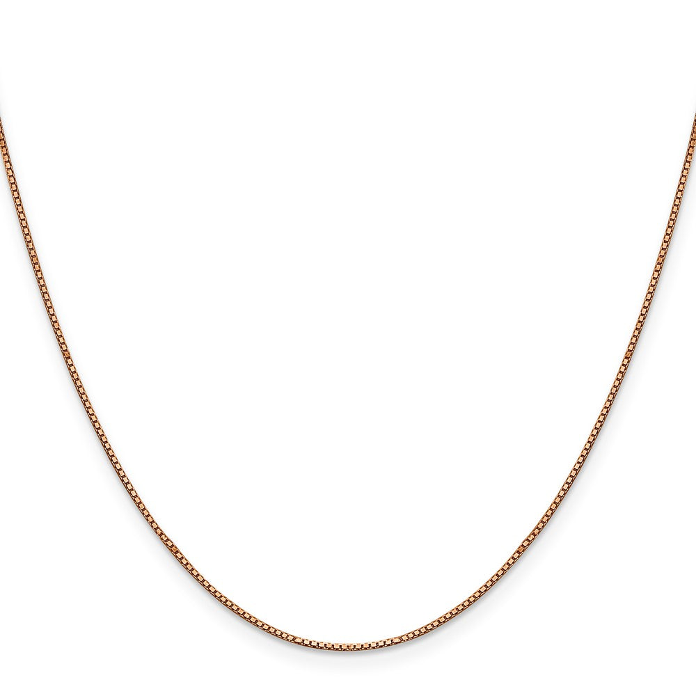 14K Rose Gold 20 inch .9mm Box Link with Lobster Clasp Chain