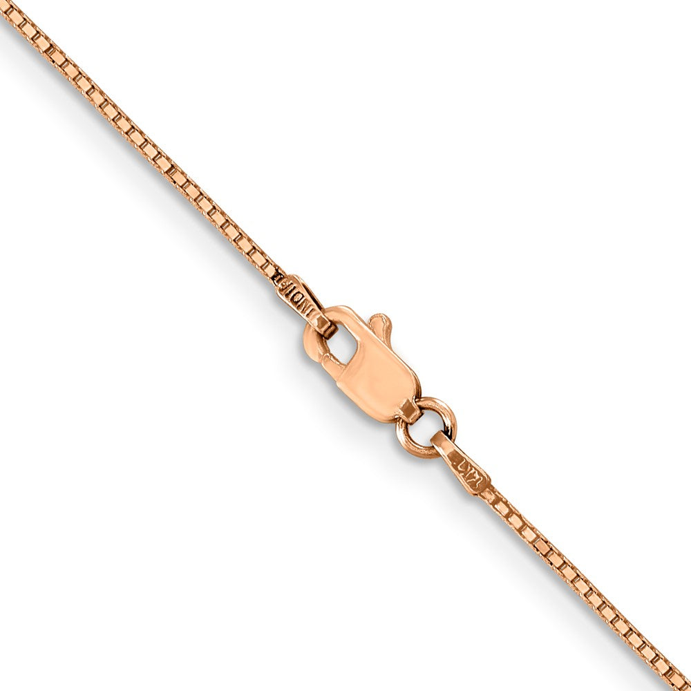 14K Rose Gold 20 inch .9mm Box Link with Lobster Clasp Chain