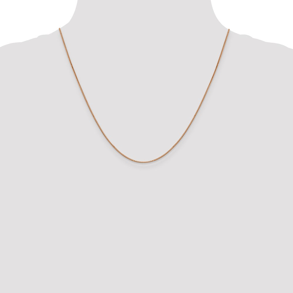 14K Rose Gold 20 inch .9mm Box Link with Lobster Clasp Chain