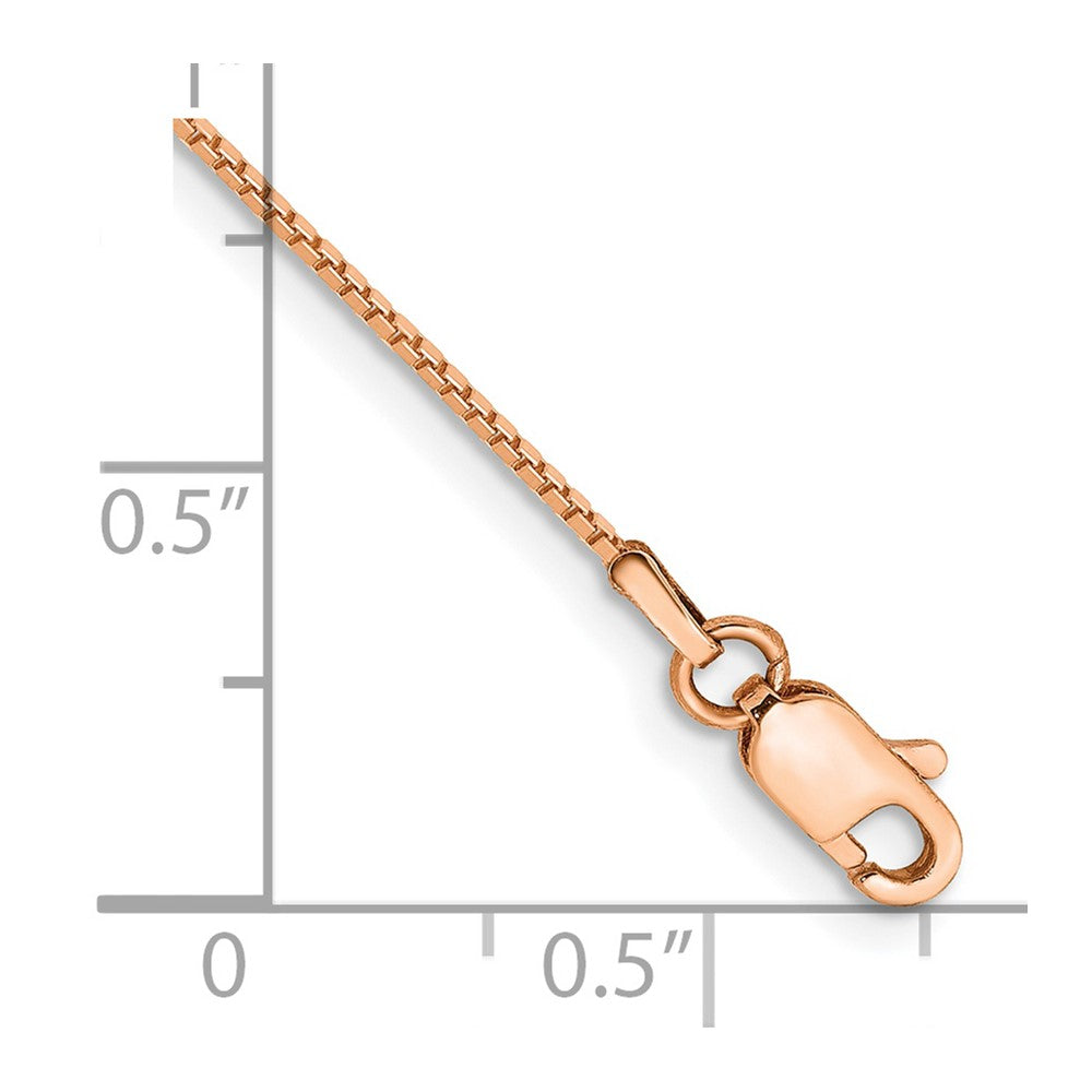 14K Rose Gold 7 inch .9mm Box Link with Lobster Clasp Bracelet