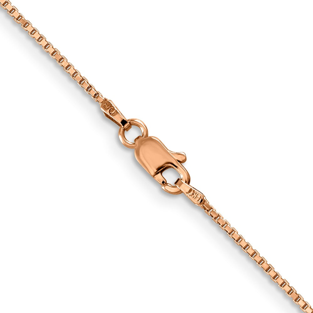 14K Rose Gold 20 inch 1mm Box Link with Lobster Clasp Chain