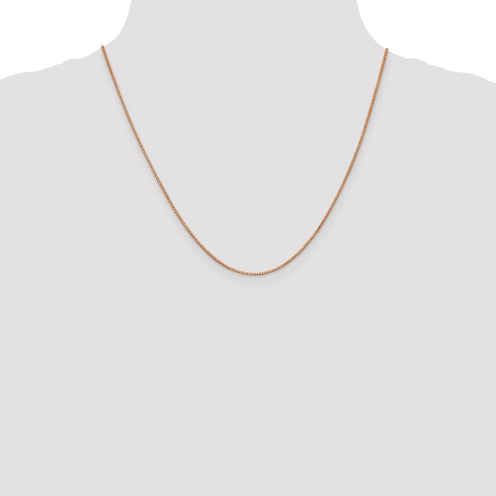 14K Rose Gold 20 inch 1mm Box Link with Lobster Clasp Chain