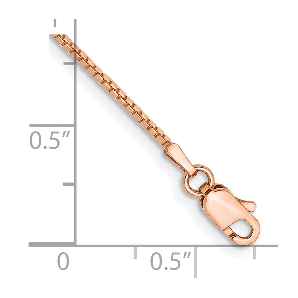 14K Rose Gold 7 inch 1mm Box Link with Lobster Clasp Bracelet