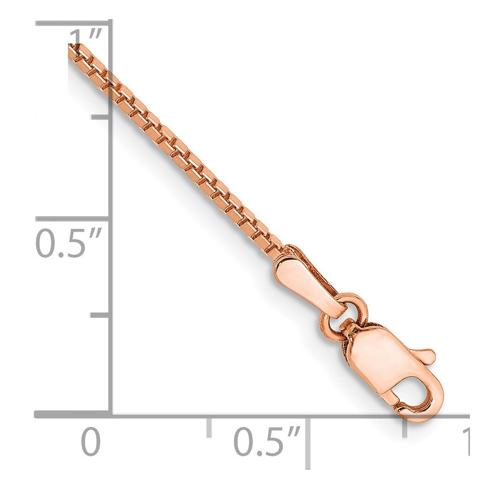 14K Rose Gold 8 inch 1.10mm Box Link with Lobster Clasp Bracelet