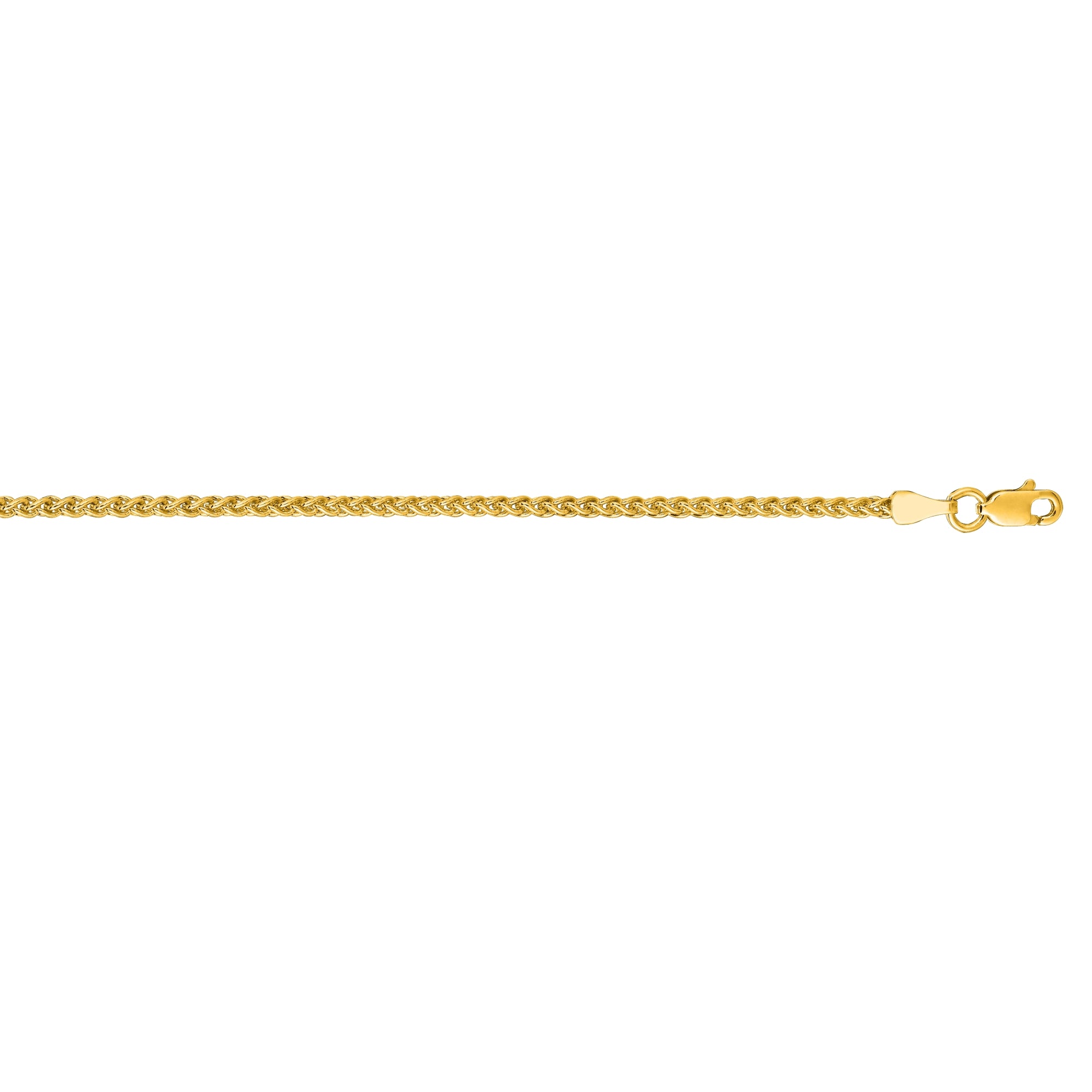 14K Yellow Gold 2.1mm Round Wheat 30" Chain with Lobster Lock