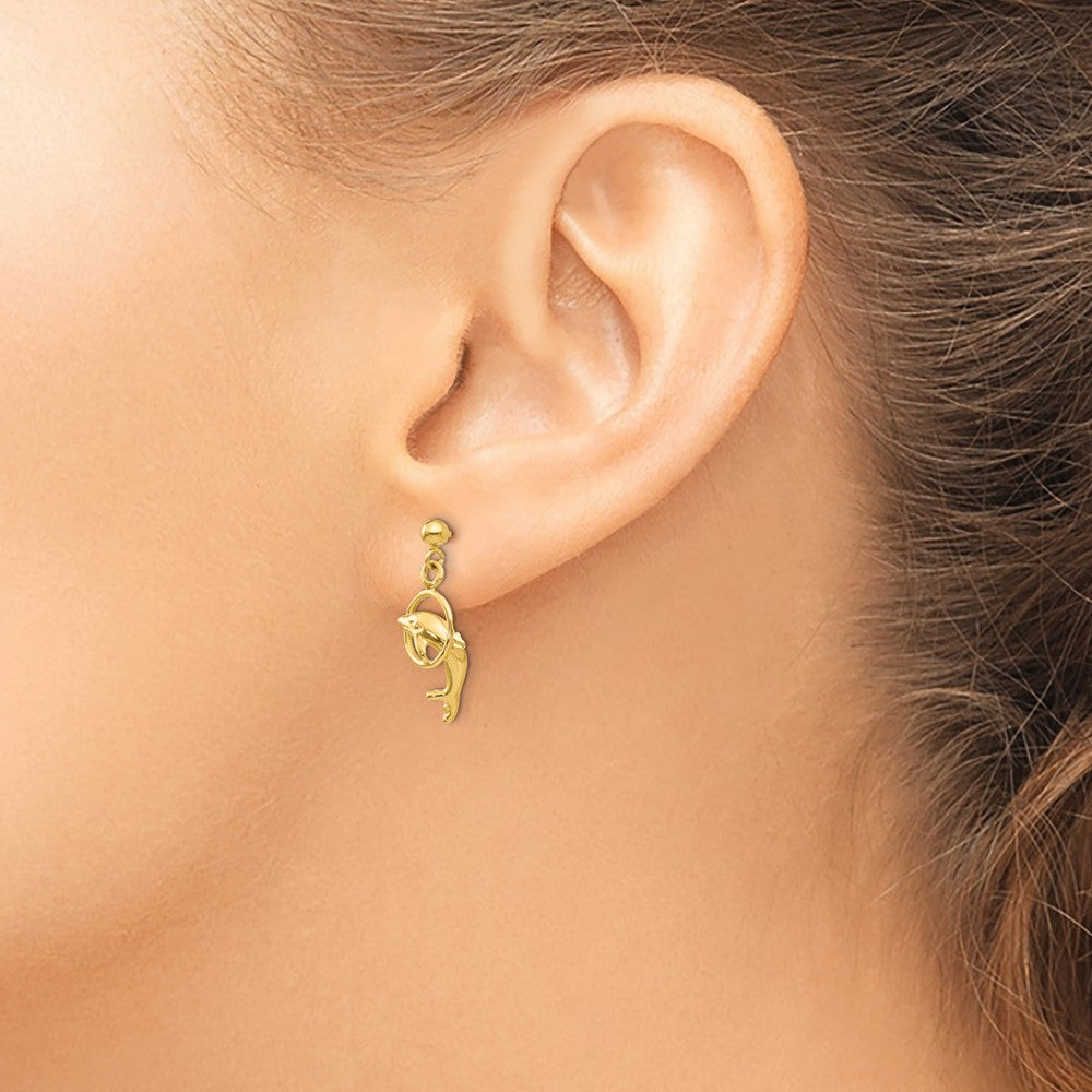 14k Dolphin Earrings