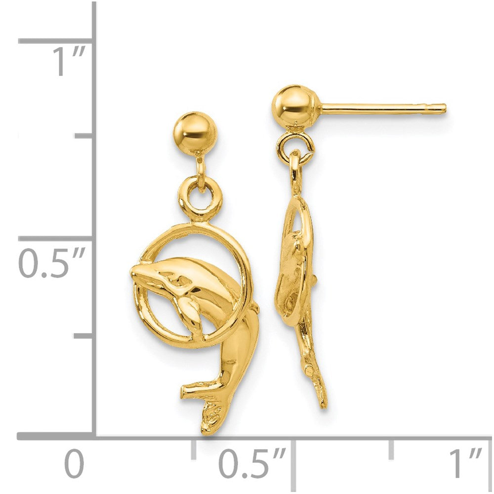 14k Dolphin Earrings