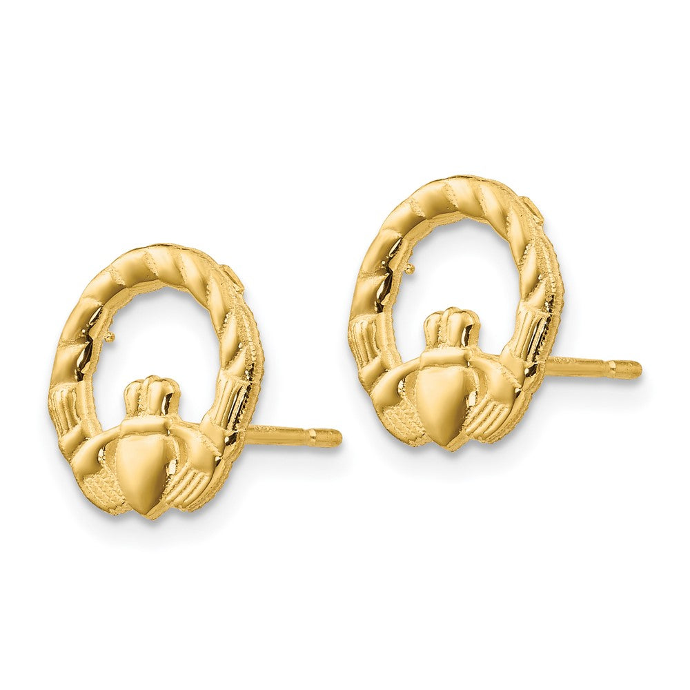 14k Claddagh Post Earrings