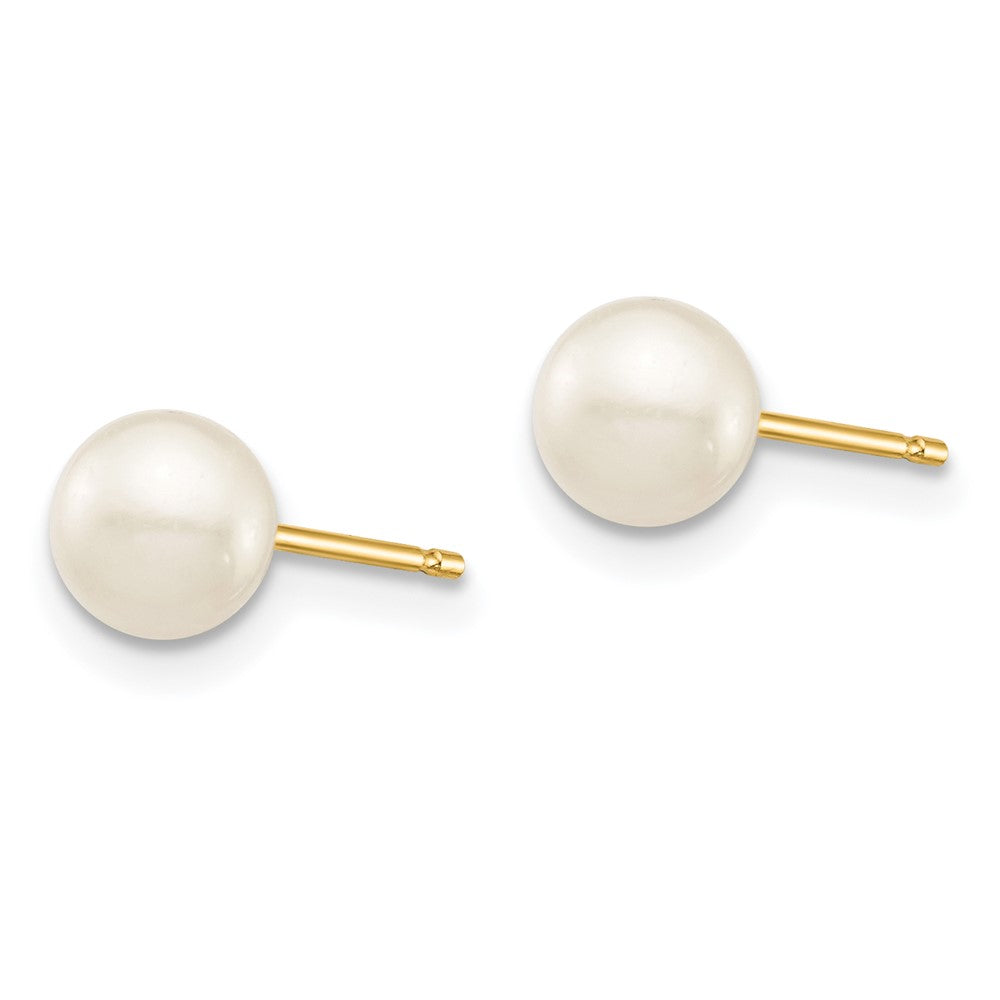 14K Madi K 5-6mm White Round Freshwater Cultured Pearl Stud Post Earrings