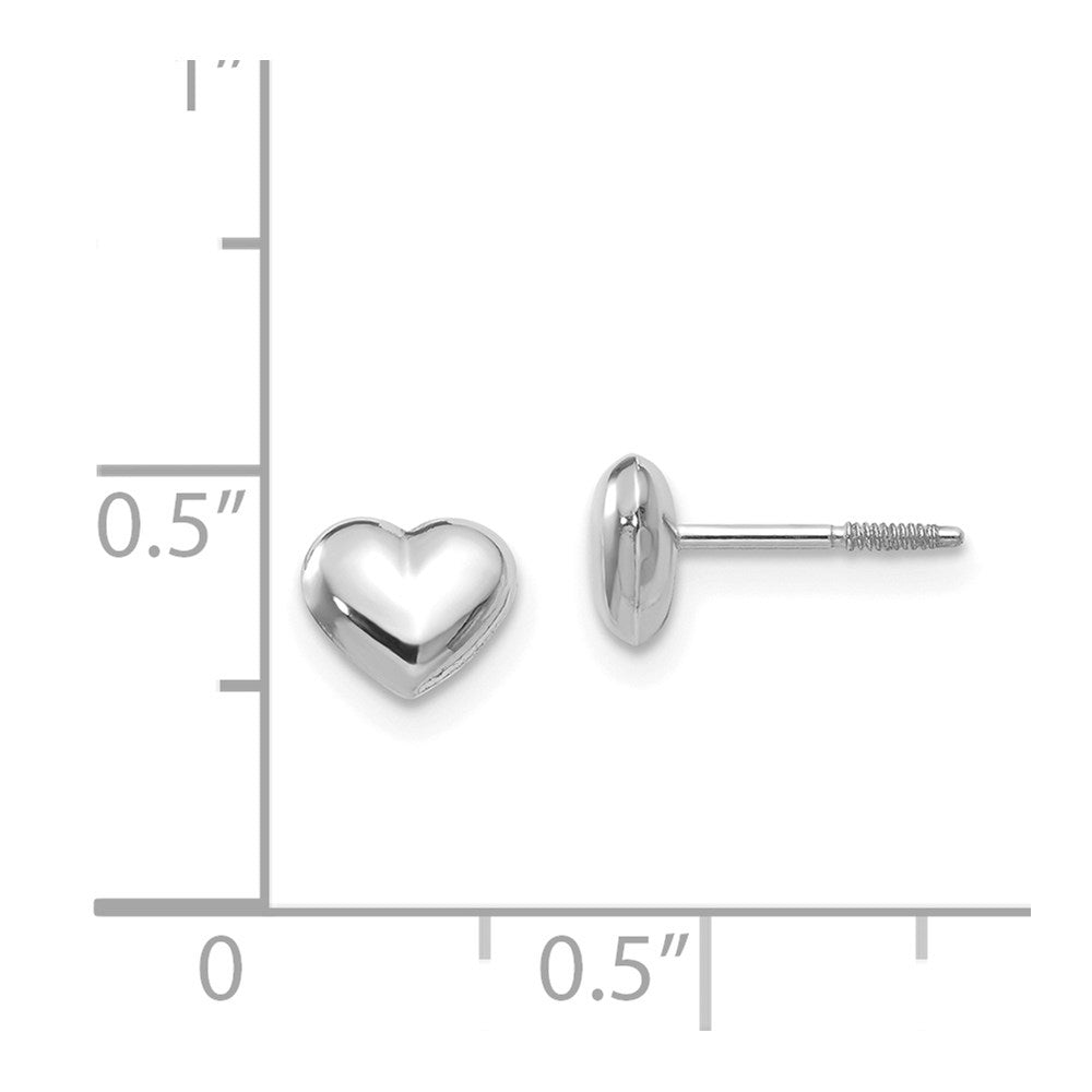 14k Madi K White Gold Puff Heart Post Earrings