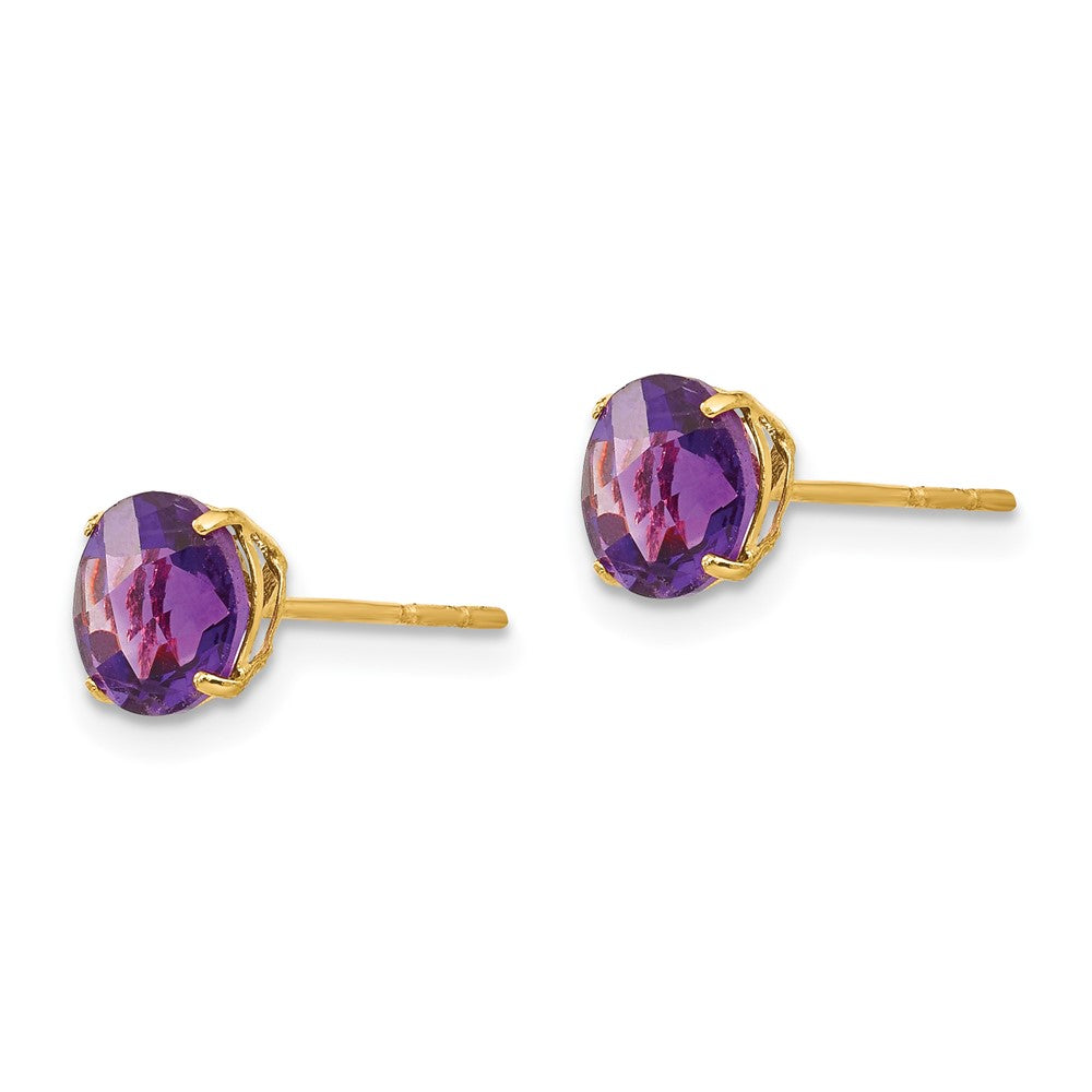 14k Madi K Round Amethyst 6mm Post Earrings