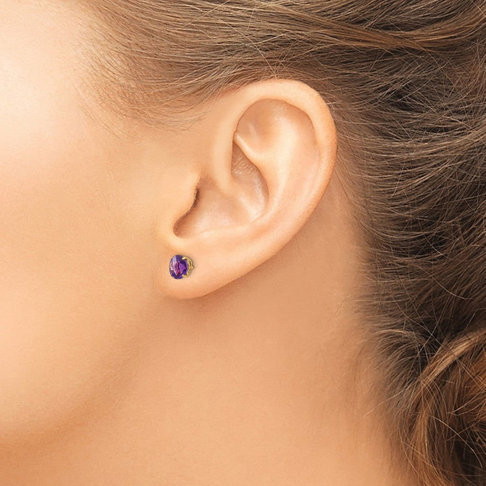 14k Madi K Round Amethyst 6mm Post Earrings