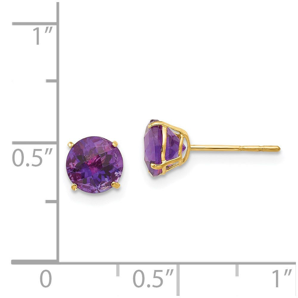 14k Madi K Round Amethyst 6mm Post Earrings