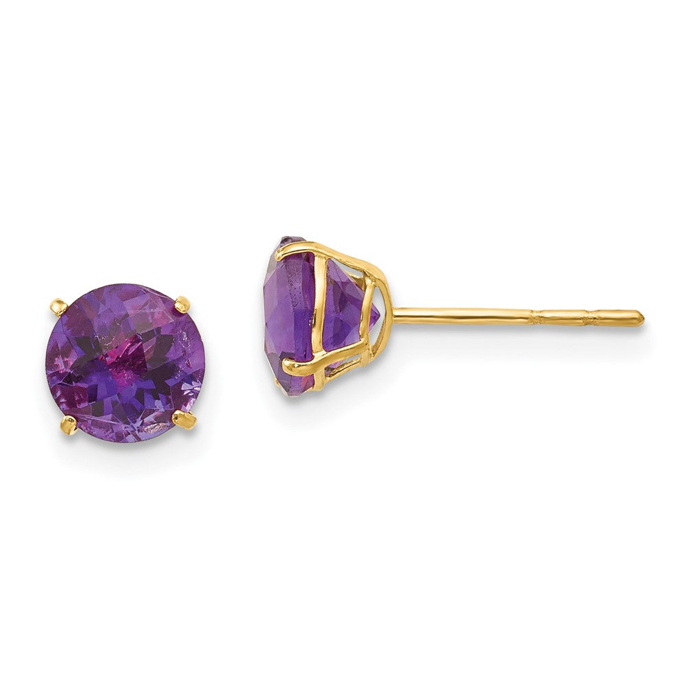 14k Madi K Round Amethyst 6mm Post Earrings