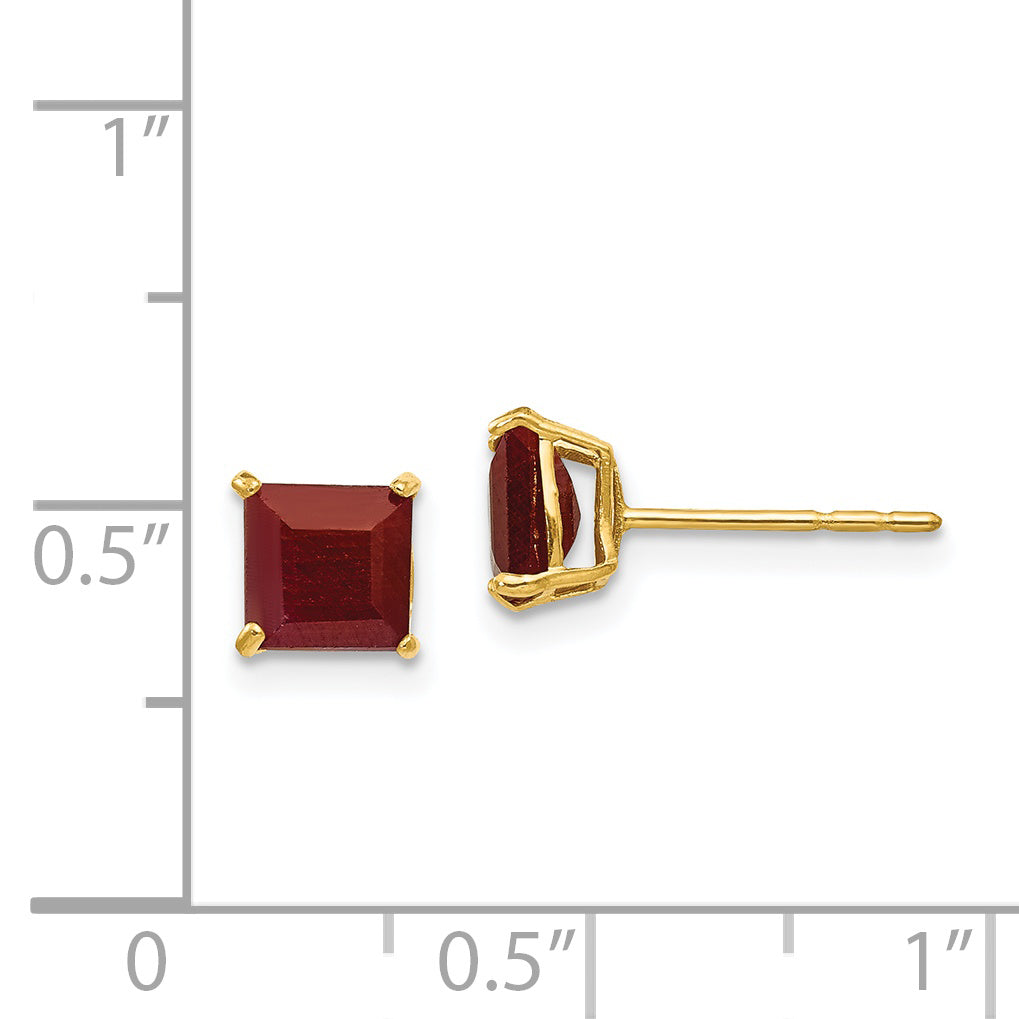 14k Madi K Ruby 5mm Square Post Earrings SE2297