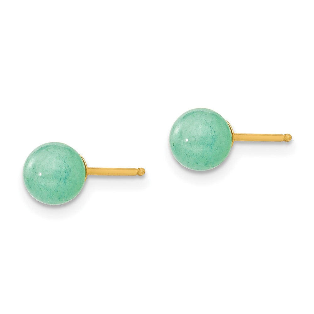 14k Madi K 5mm Green Natural Stone Post Earrings