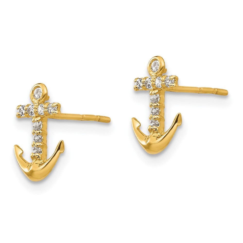 14k Madi K CZ Anchor Post Earrings