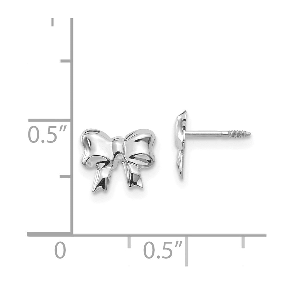 14k White Gold Madi K Rhodium-plated Bow Screwback Post Earrings