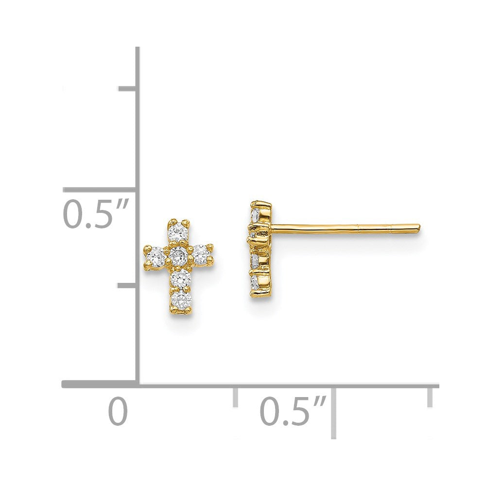 14K Madi K Polished CZ Cross Post Earrings