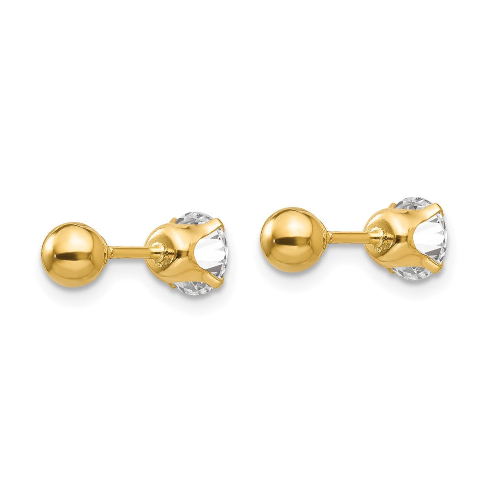 14k Madi K Polished Reversible 5mm CZ & Ball Earrings