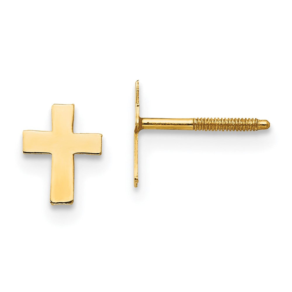 14k Madi K Polished Tiny Cross Silicone Back Earrings