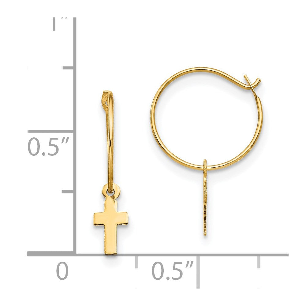 14k Madi K Endless Hoop w/Small Cross Earrings