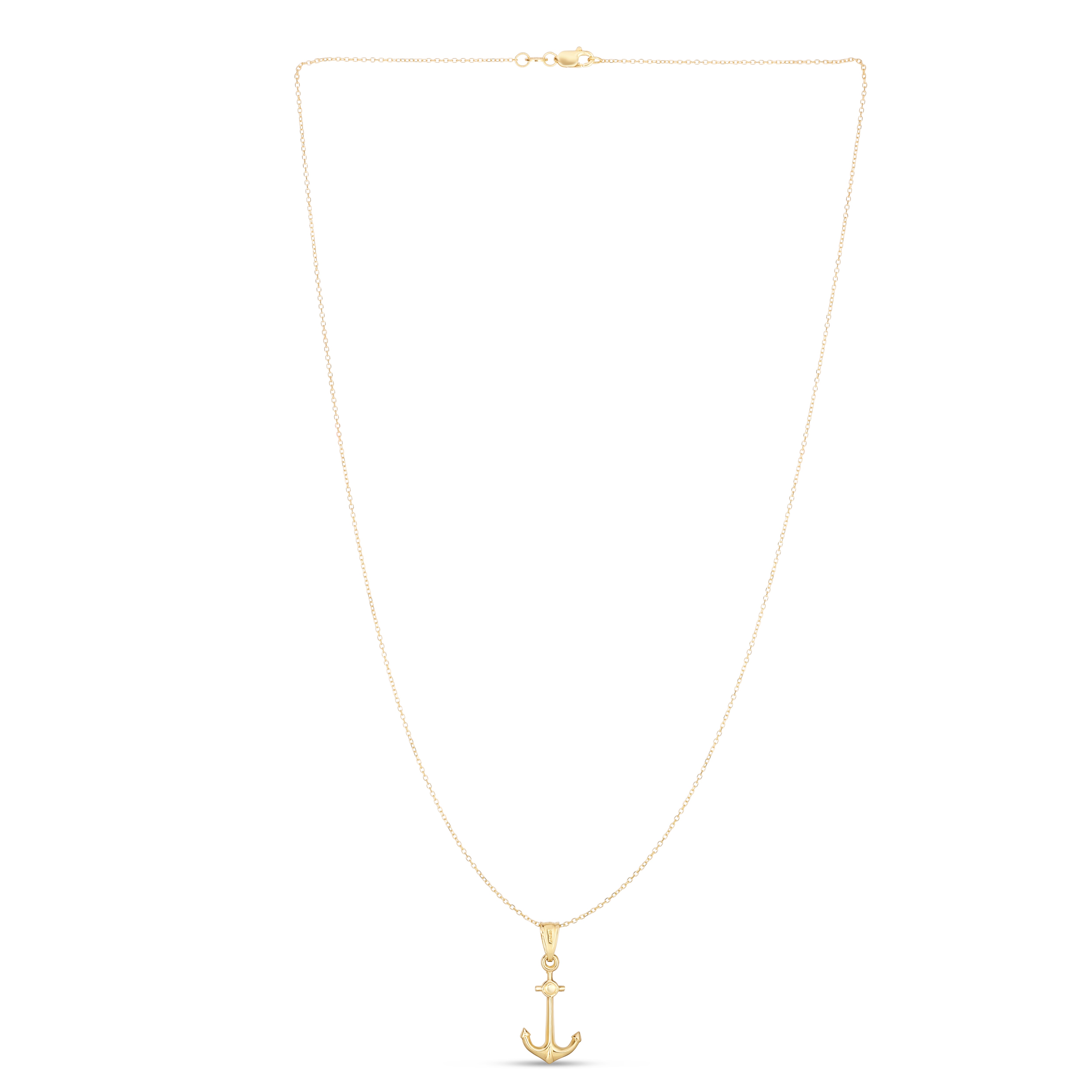 14K Yellow Gold 18" Polished Anchor Necklace