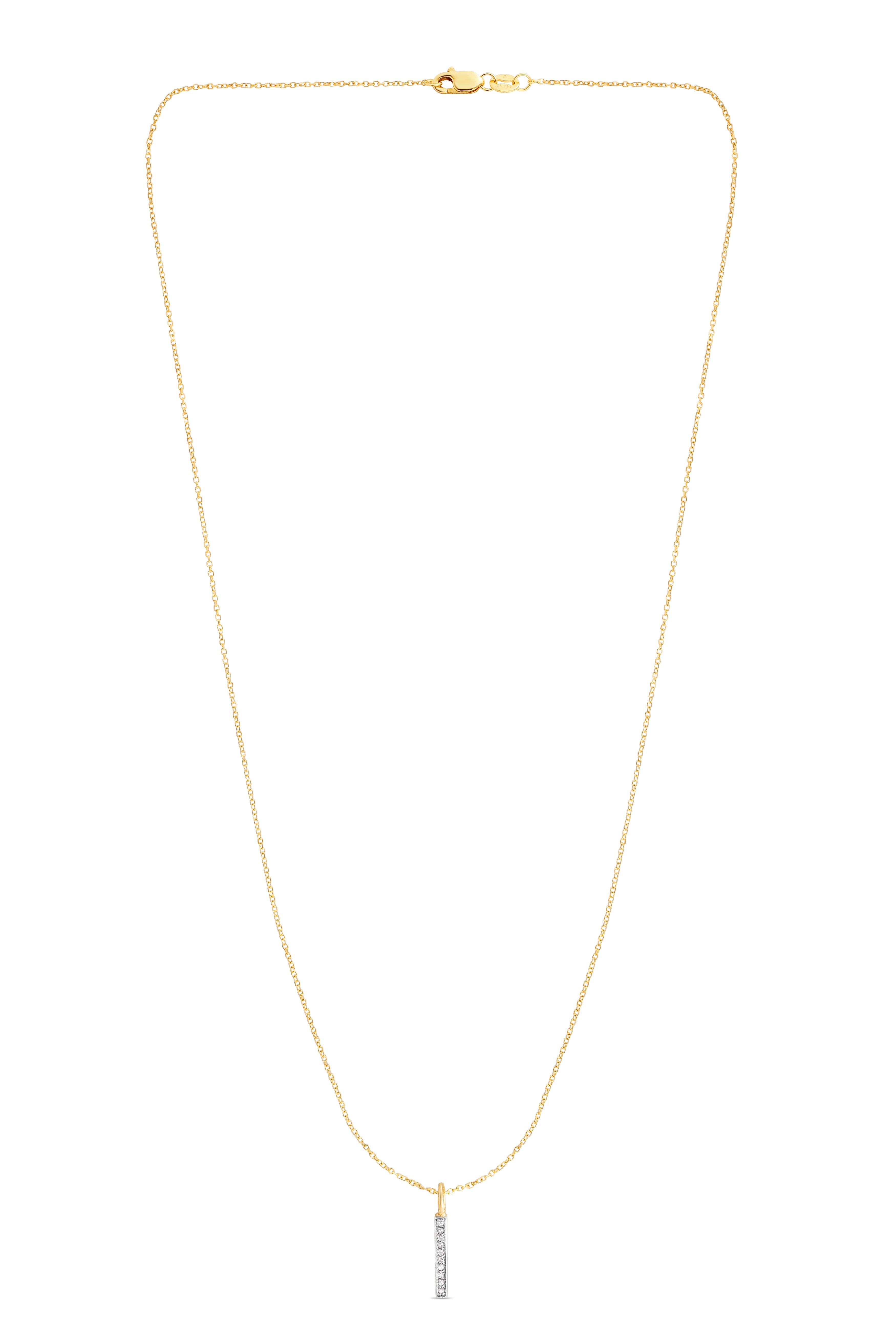 14K Yellow Gold 18" .06ct Diamond Bar Necklace