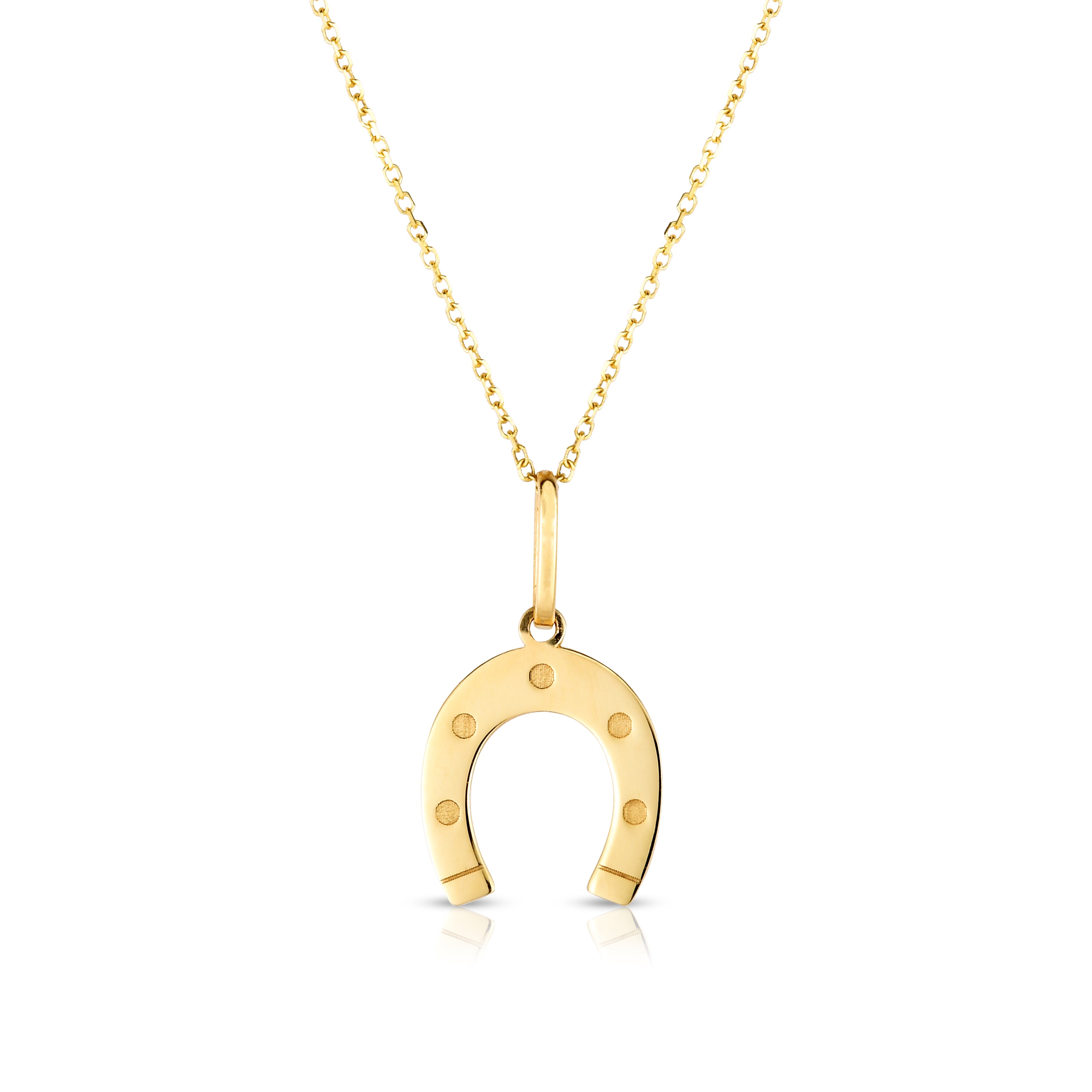 14K Yellow Gold 18" Polished Horseshoe Necklace