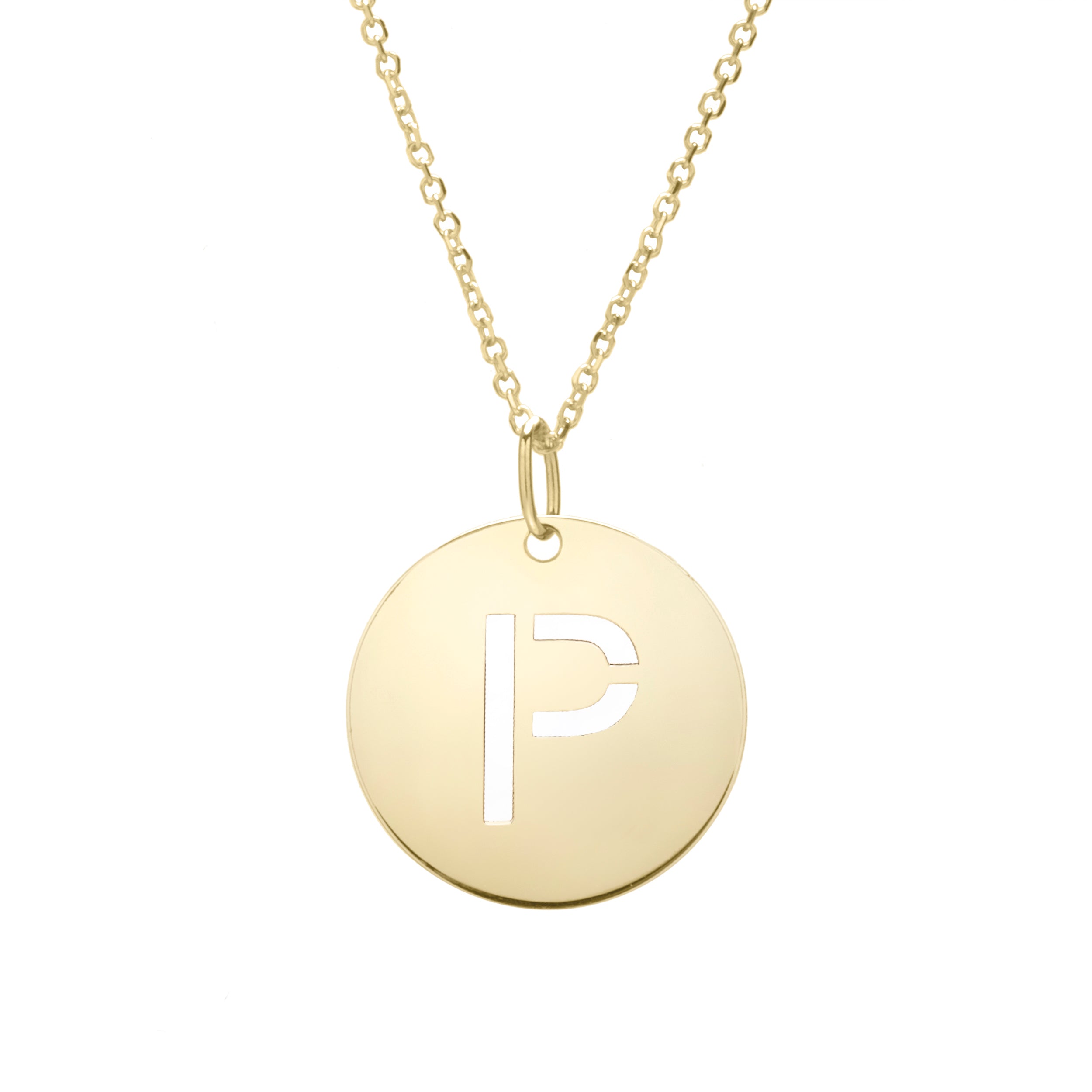 14K Yellow Gold Yours Truly Disc Pendant Initial P 18" Necklace